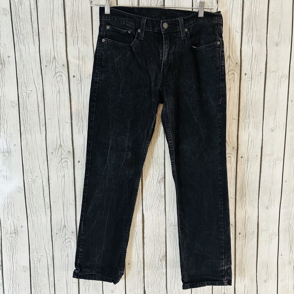 Mens Levis 514 Black Denim Regular Straight Fit Stretch Jeans Red Tab W 32 L 30